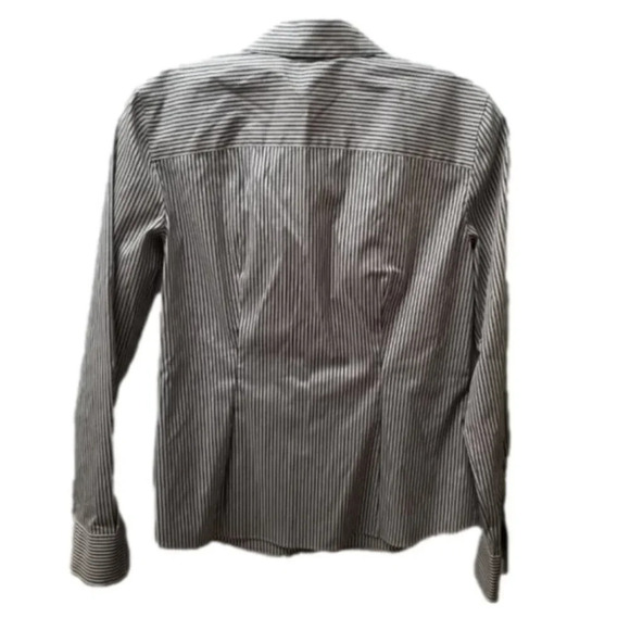 Lafayette  148 Grey Silver Striped Fitted Button Up Shirt 0 - Picture 2 of 8